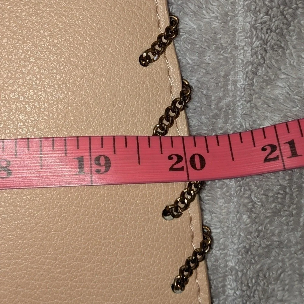Jessica Simpson Blush Pink Chain Whipstitch Tote Bag Large Faux‎ Leather